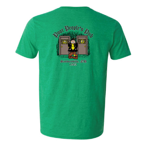 Poor People's Pub 1985 "Wipe It, Shake It" T-Shirt in Heather Irish Green